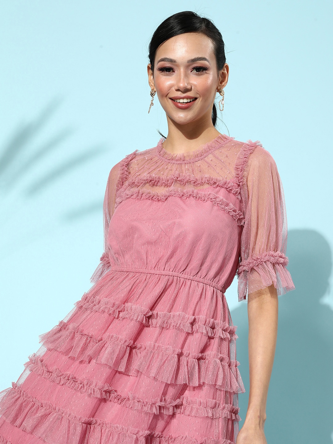 

Antheaa Women Pretty Pink Sleek Dress