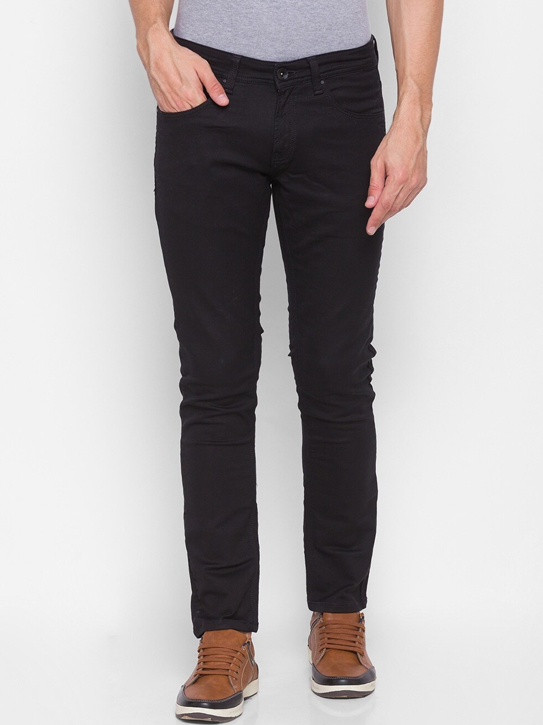 

SPYKAR Men Black Skinny Fit Low-Rise Pure Cotton Jeans