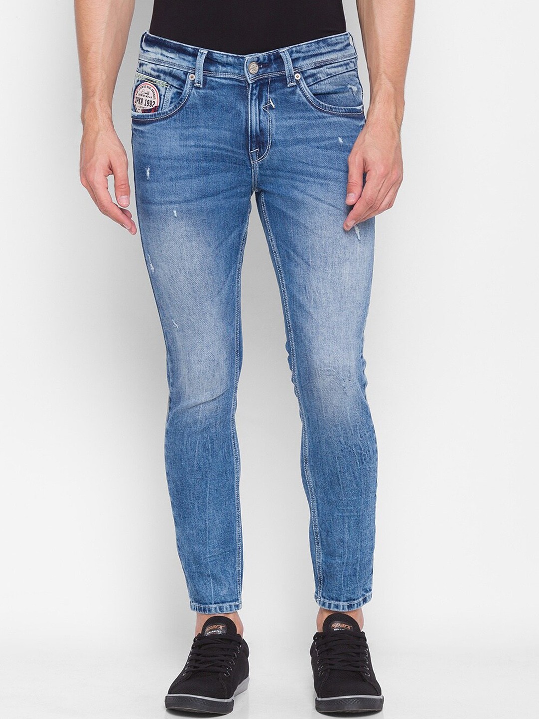 

SPYKAR Men Blue Kano Slim Fit Mildly Distressed Light Fade Pure Cotton Jeans