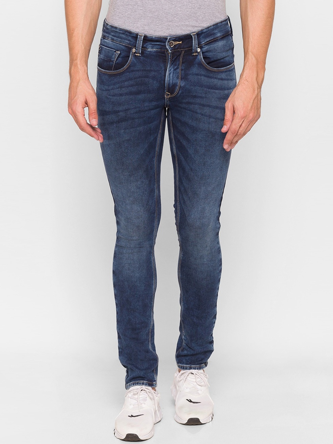 

SPYKAR Men Blue Skin Tight Skinny Fit Low-Rise Light Fade Pure Cotton Jeans