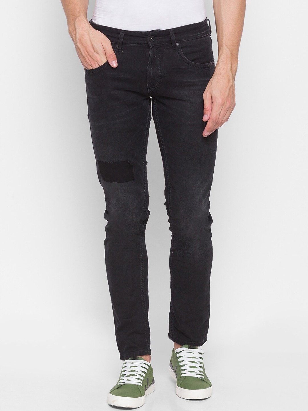 

SPYKAR Men Black Skinny Fit Low-Rise Pure Cotton Jeans