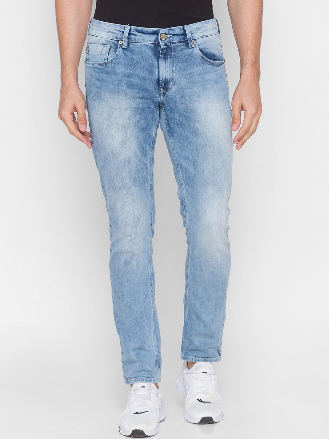 

SPYKAR Men Blue Slim Fit Low-Rise Low Distress Heavy Fade Jeans