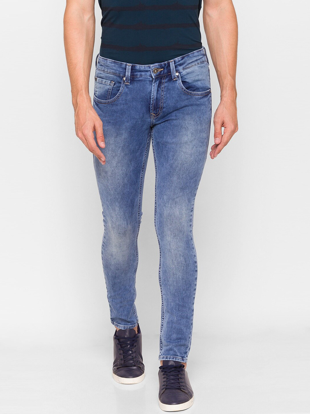 

SPYKAR Men Blue Skinny Fit Low-Rise Heavy Fade Jeans