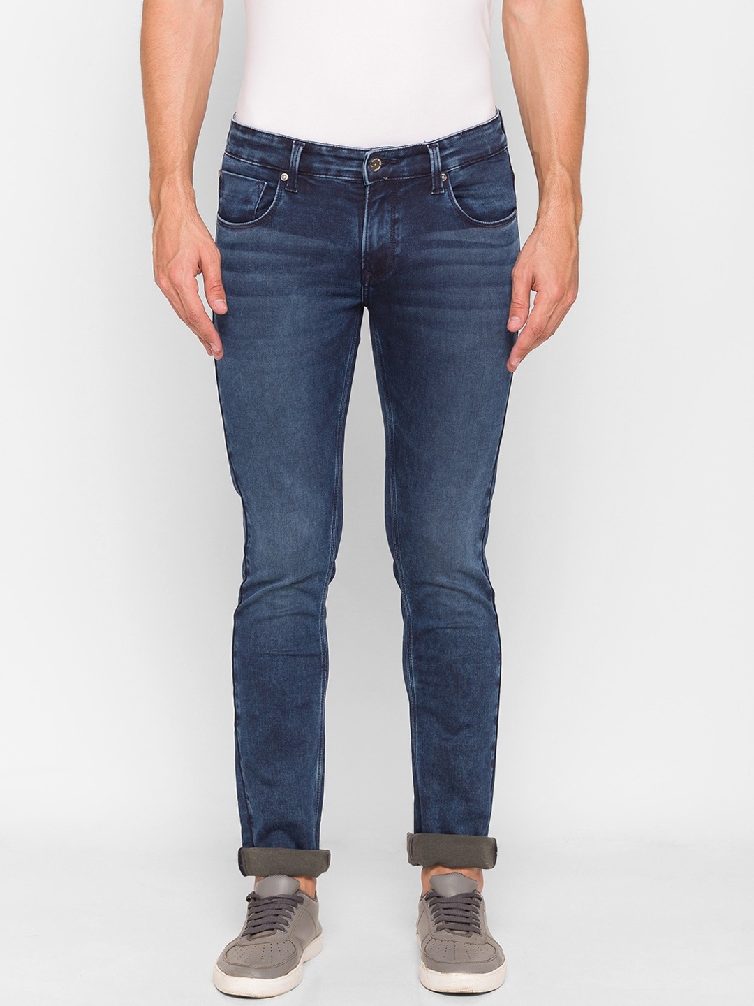 

SPYKAR Men Blue Slim Fit Low-Rise Low Distress Light Fade Jeans
