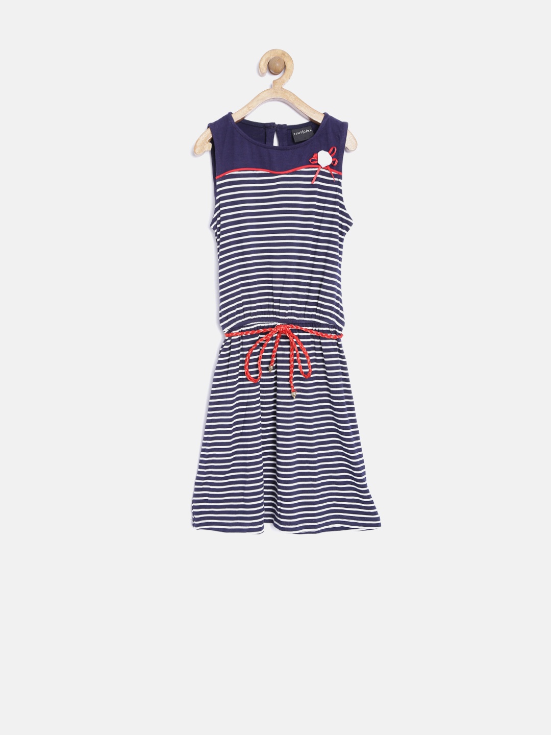 

Tiny Girl Navy Striped Fit & Flare Dress, Navy blue