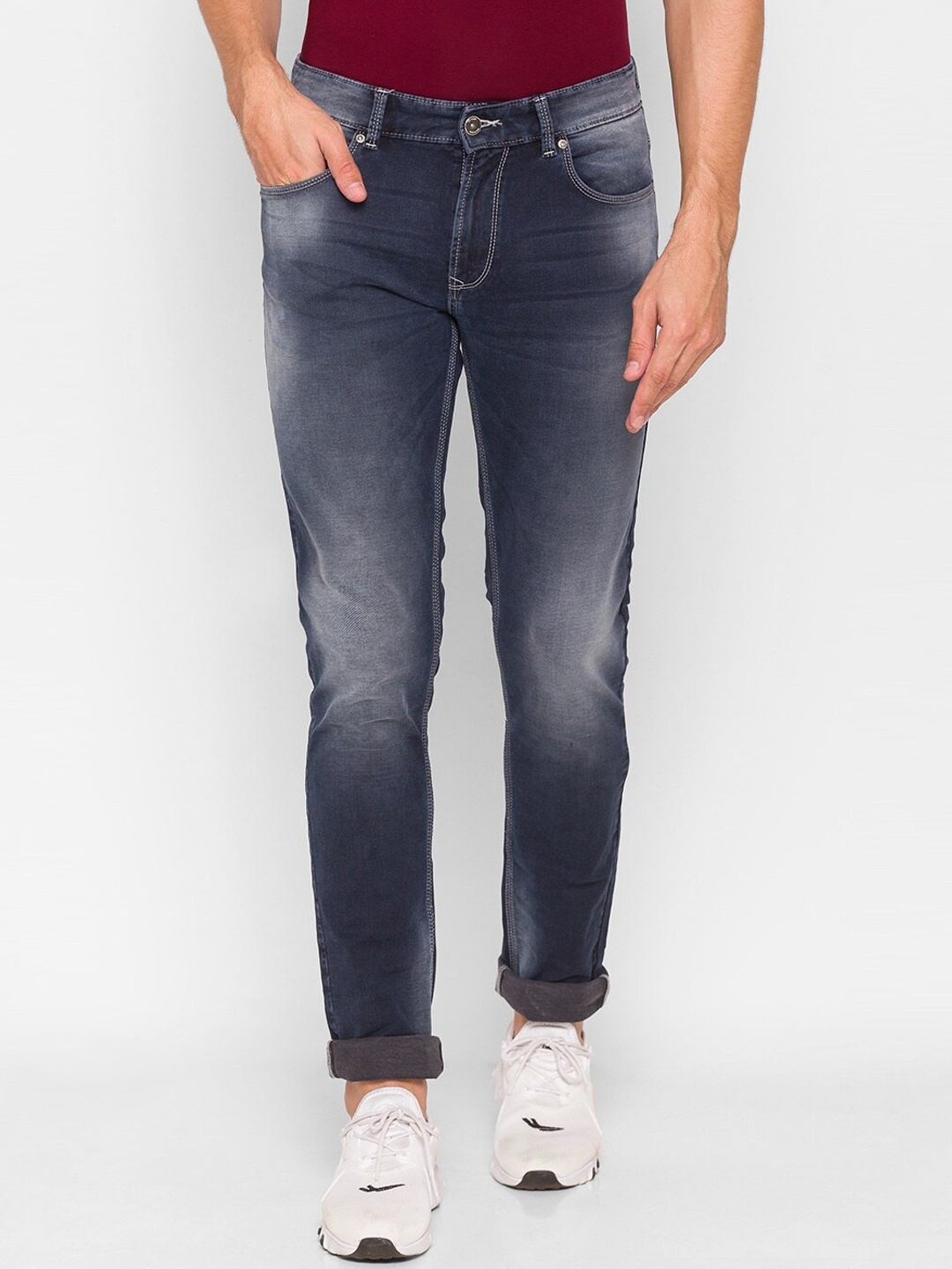 

SPYKAR Men Grey Slim Fit Low-Rise Heavy Fade Cotton Jeans
