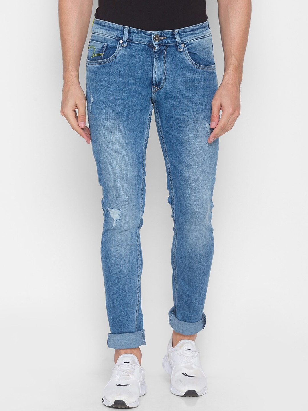

SPYKAR Men Blue Skinny Fit Low-Rise Low Distress Light Fade Jeans