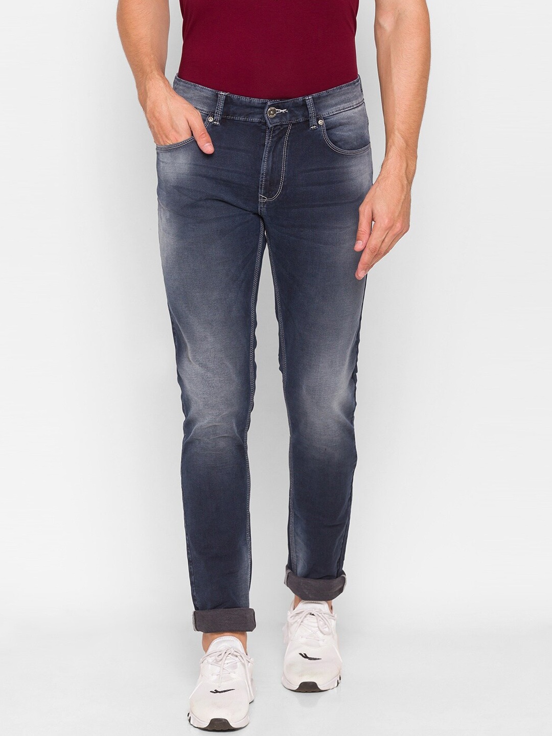 

SPYKAR Men Grey Slim Fit Low-Rise Heavy Fade Jeans