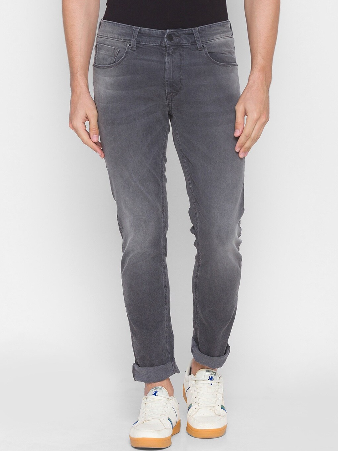 

SPYKAR Men Grey Slim Fit Low-Rise Mildly Distressed Light Fade Jeans