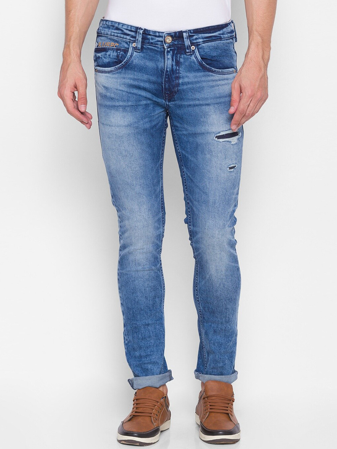 

SPYKAR Men Blue Skinny Fit Low-Rise Heavy Fade Jeans
