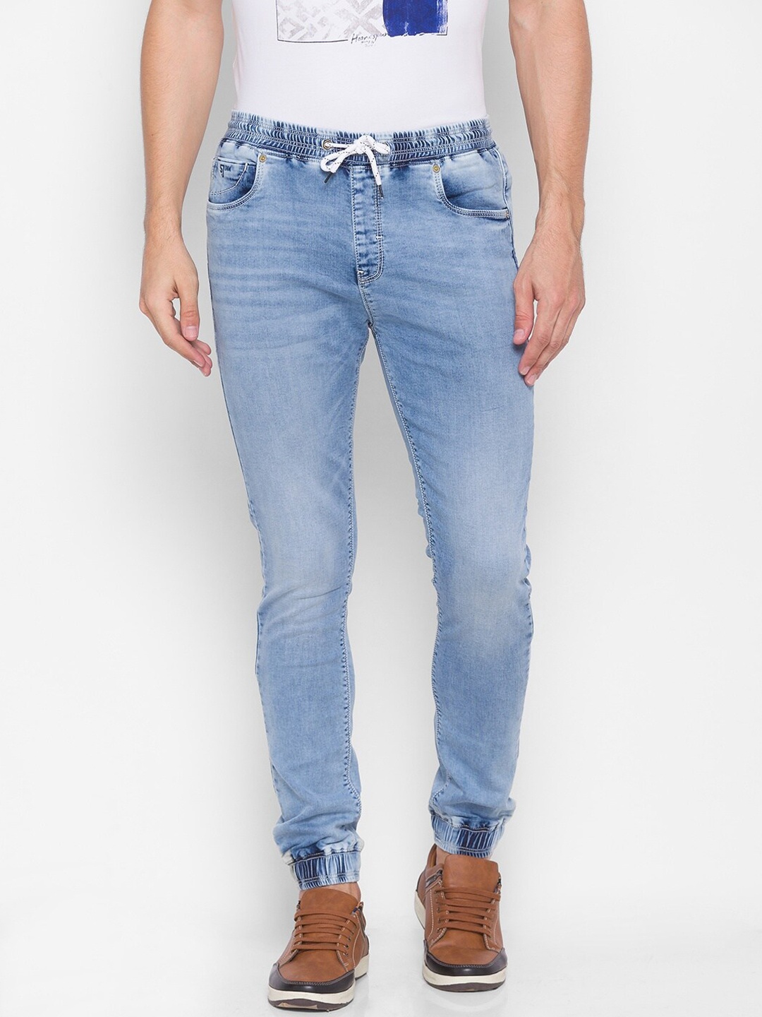 

SPYKAR Men Blue Skinny Fit Low-Rise Mildly Distressed Light Fade Jeans
