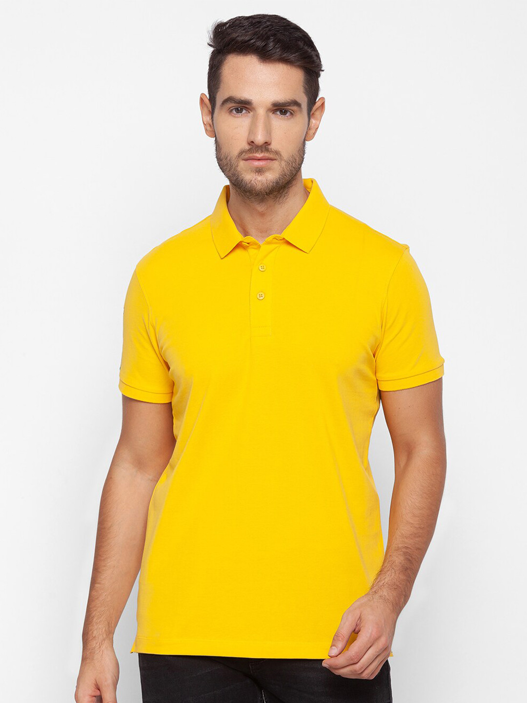 

SPYKAR Men Yellow Polo Collar Slim Fit T-shirt