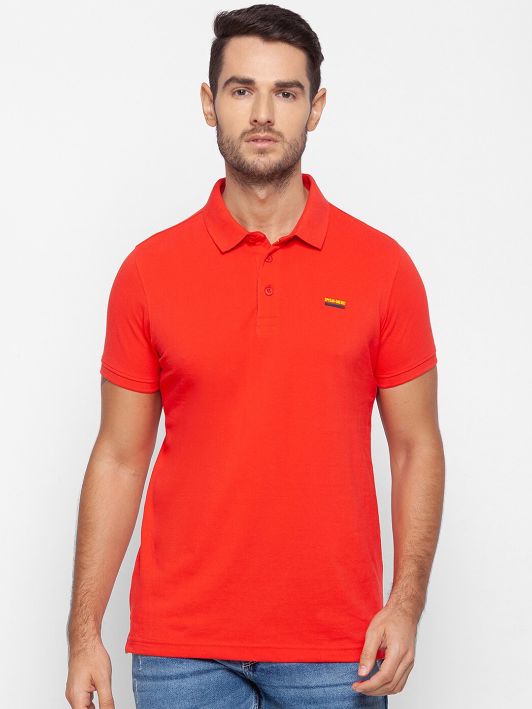 

SPYKAR Men Orange Polo Collar Slim Fit T-shirt