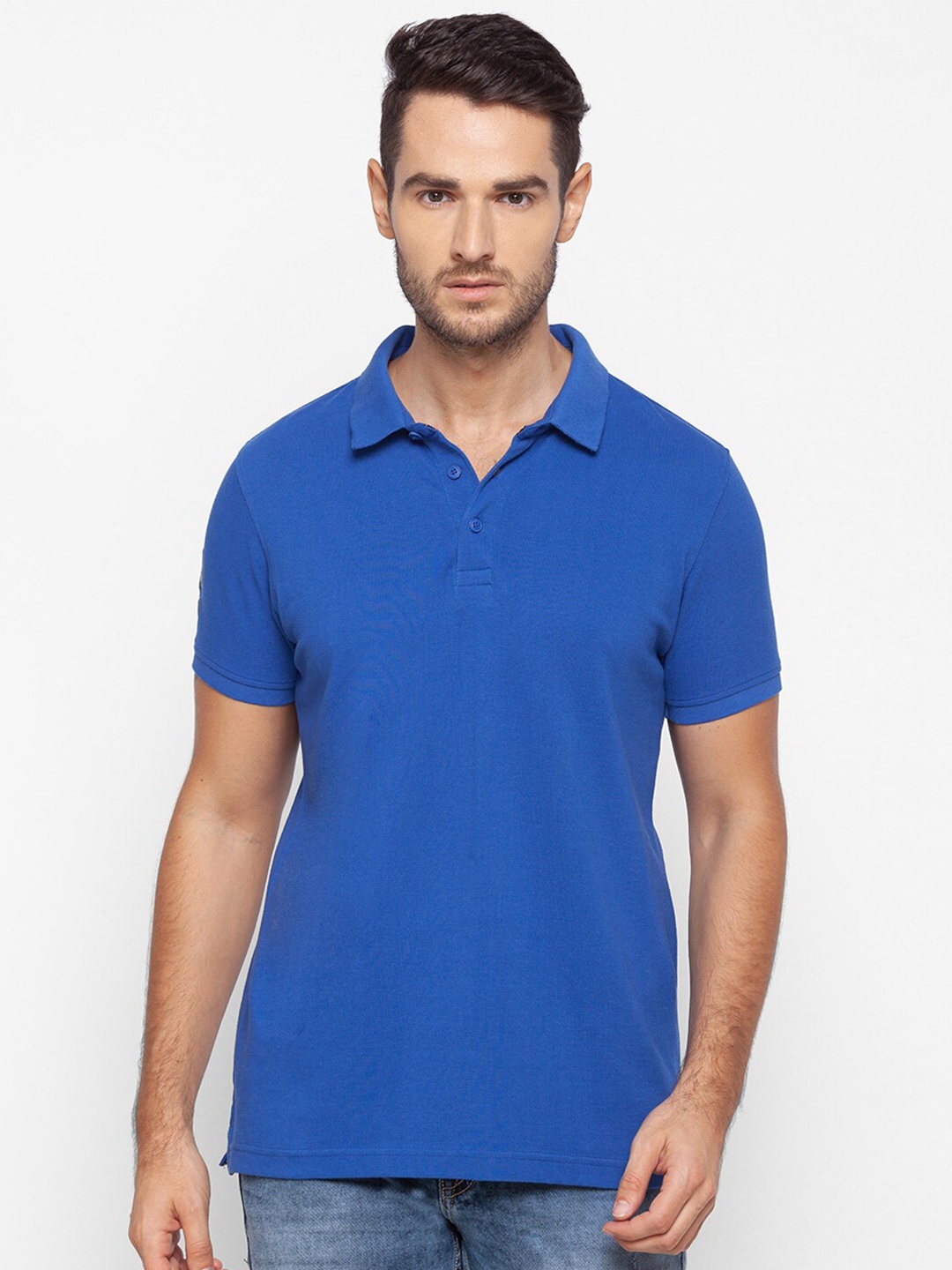 

SPYKAR Men Blue Polo Collar Slim Fit T-shirt