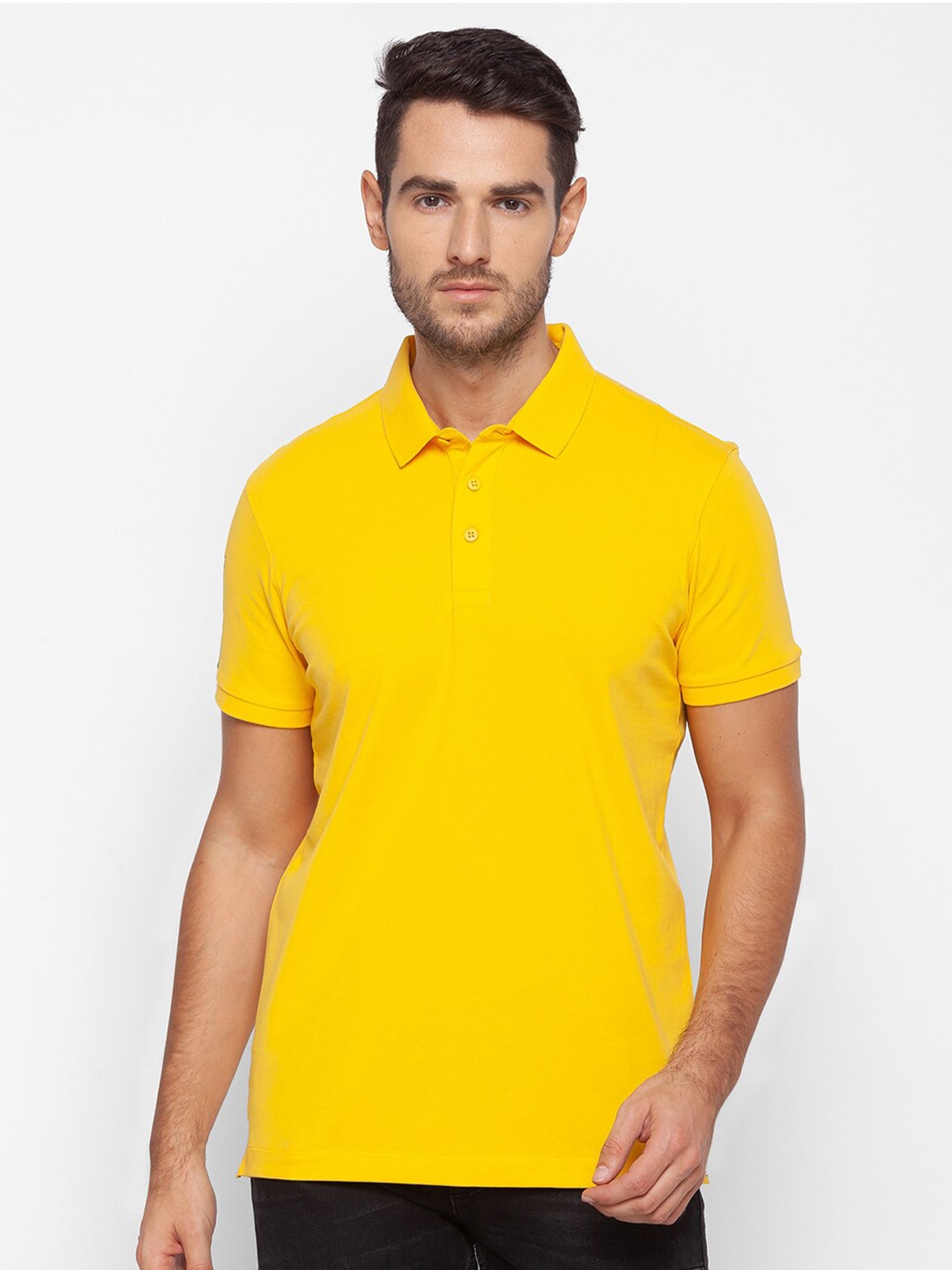 

SPYKAR Men Yellow Polo Collar Slim Fit T-shirt