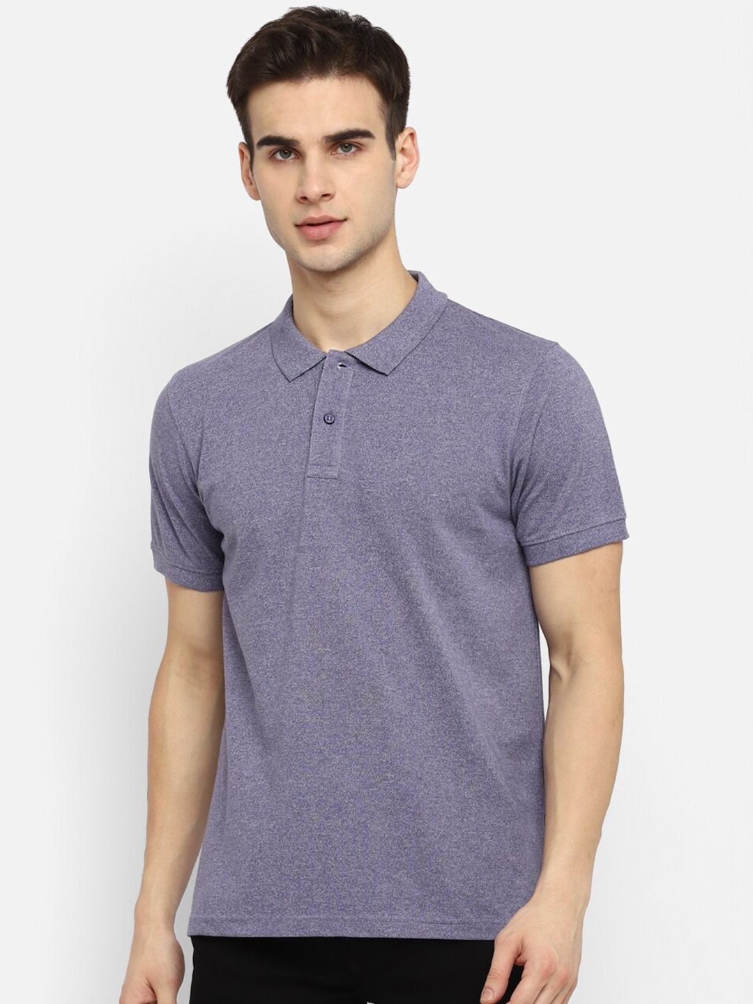 

Red Chief Men Purple Polo Collar Cotton T-shirt