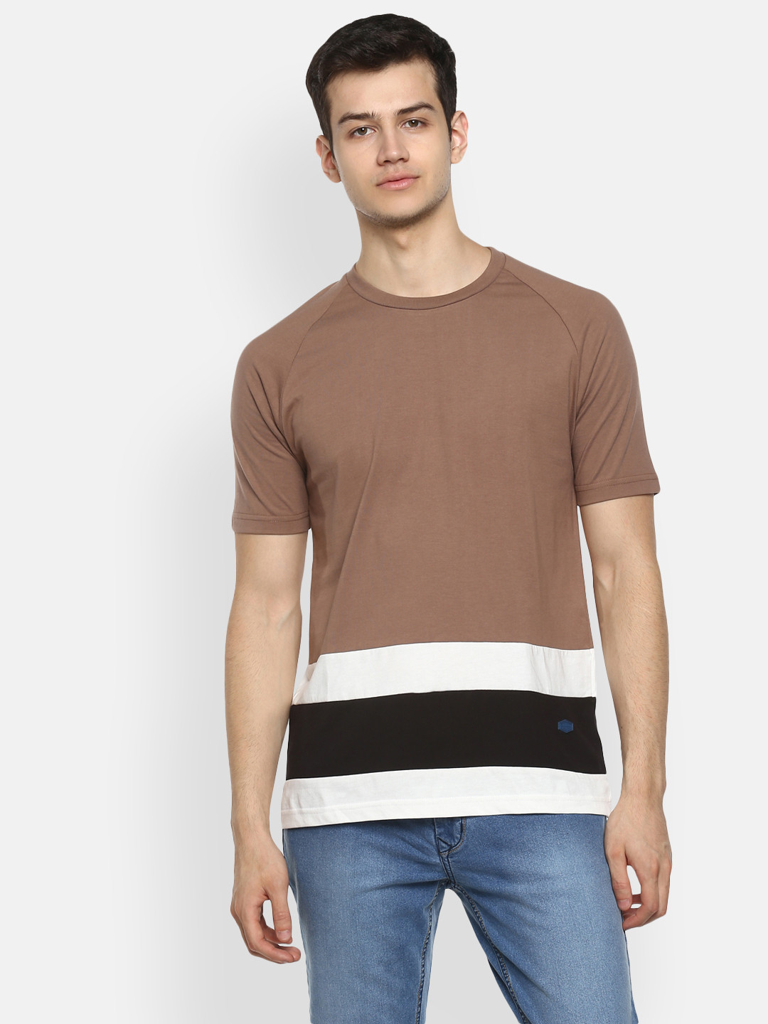 

Red Chief Men Beige Colourblocked Drop-Shoulder Sleeves T-shirt