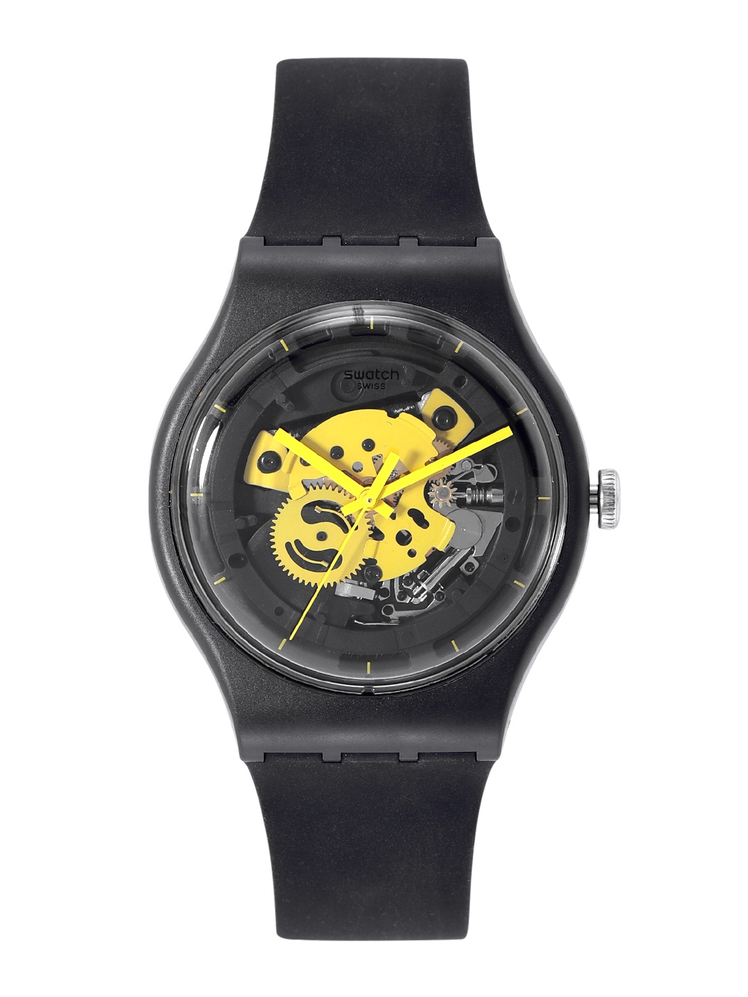 

Swatch Unisex Black Patterned Dial & Black Ceramic Straps Water Resistant Analogue Watch