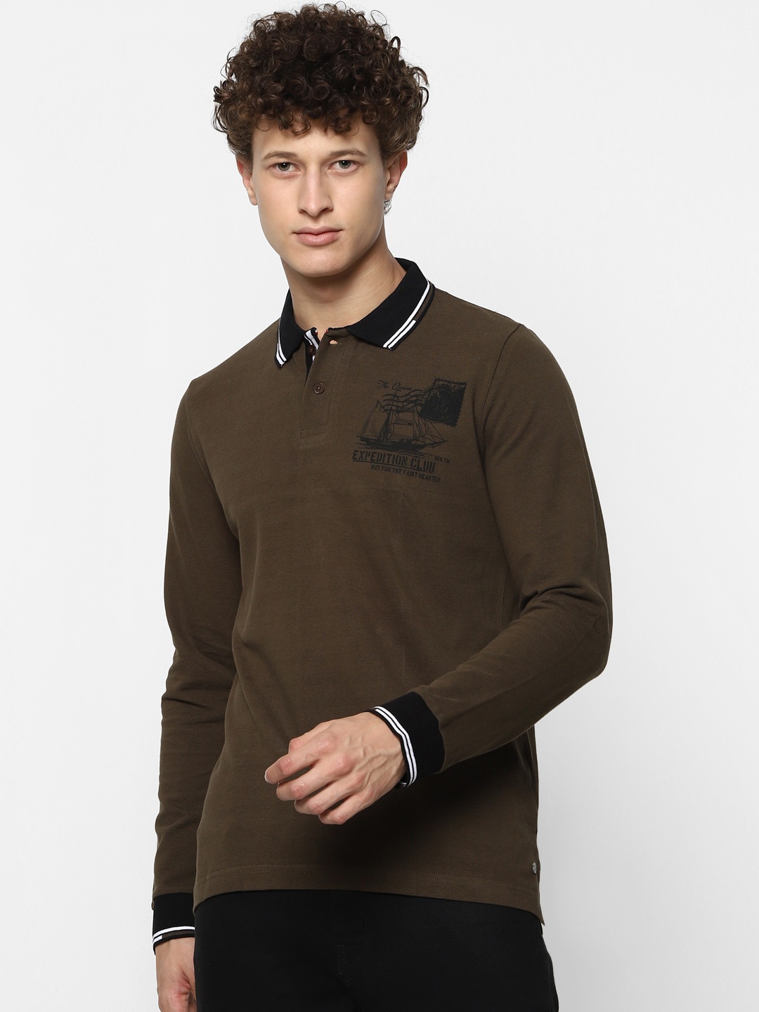 

MARCA Disati Men Olive Green Polo Collar T-shirt