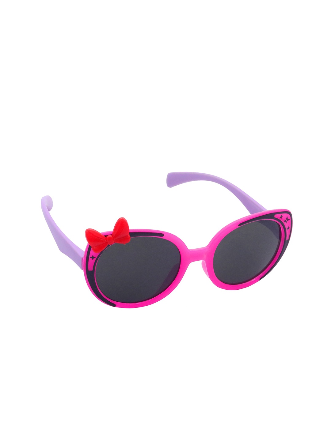 

Spiky Unisex Kids Black Lens & Pink Oval Sunglasses with UV Protected Lens