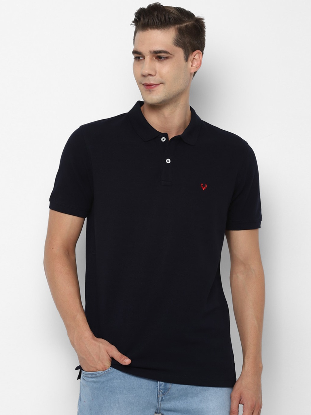 

Allen Solly Men Black Polo Collar Cotton T-shirt