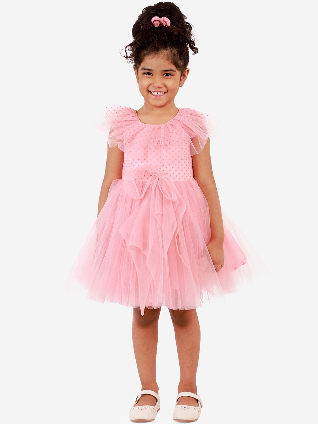 

LIL DRAMA Girls Pink Printed Net Dress