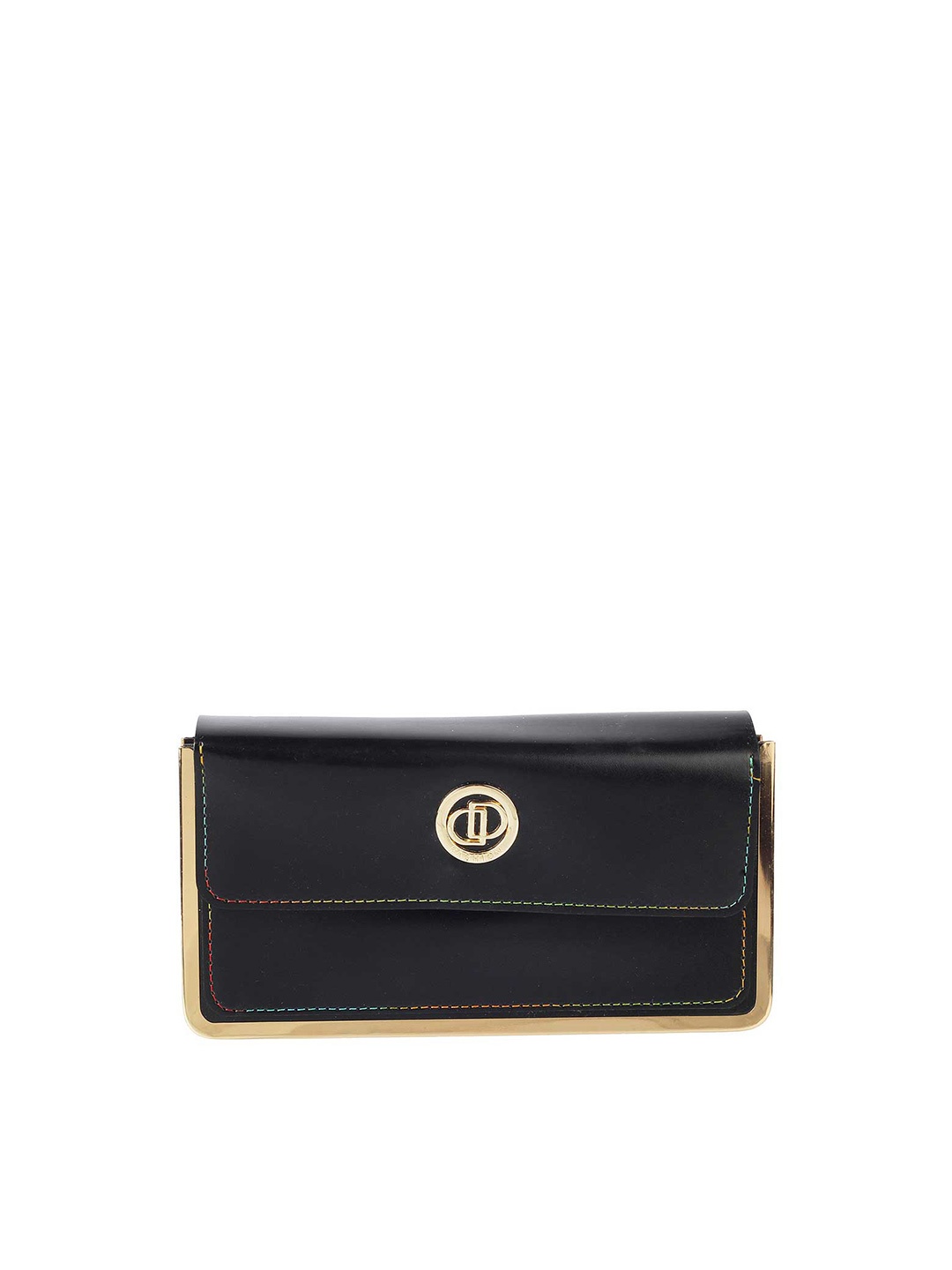 

WALKWAY by Metro Black & Gold-Toned Embellished Purse Clutch