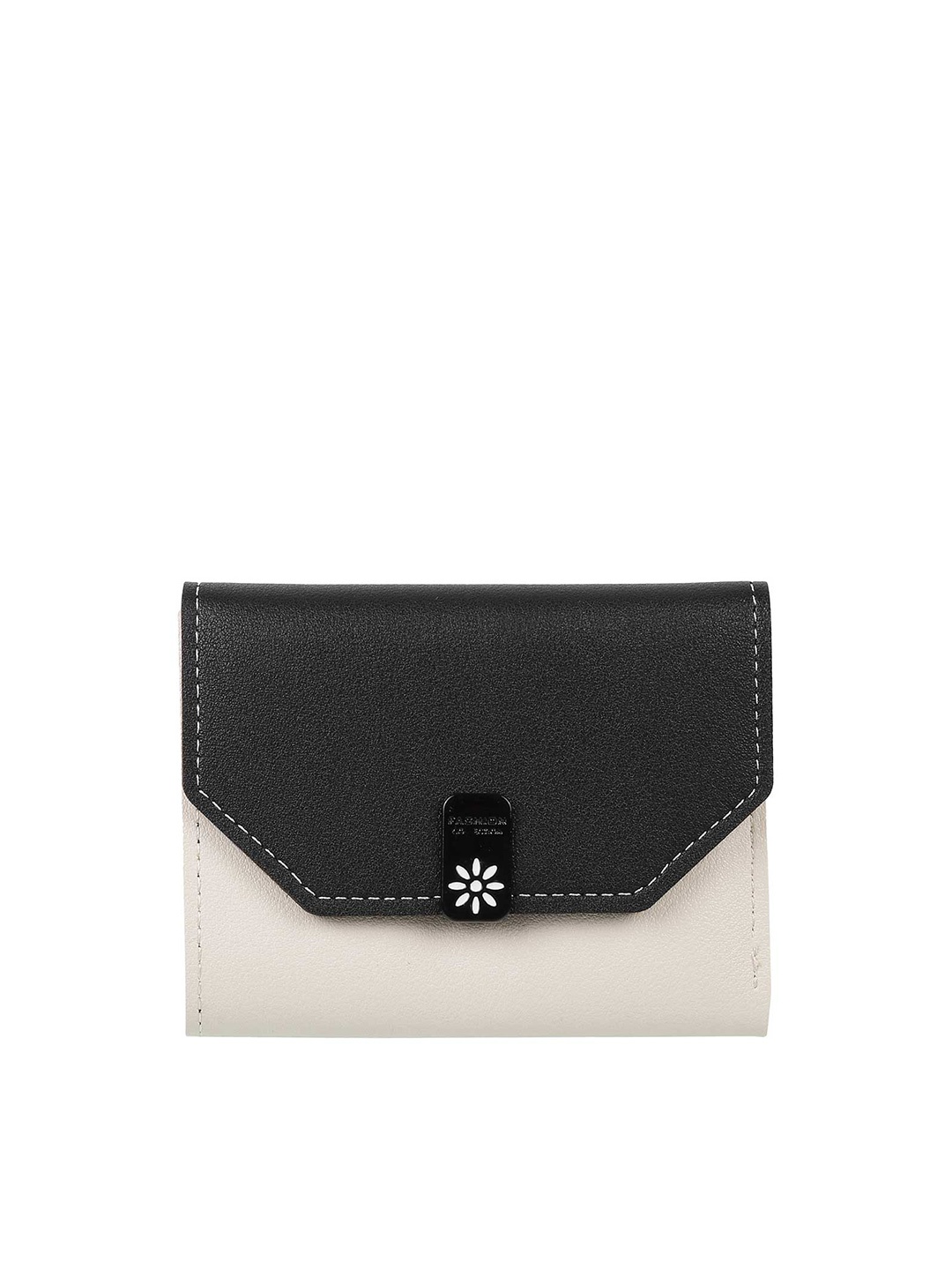 

WALKWAY by Metro Women Black & White Colourblocked Three-Fold Wallet