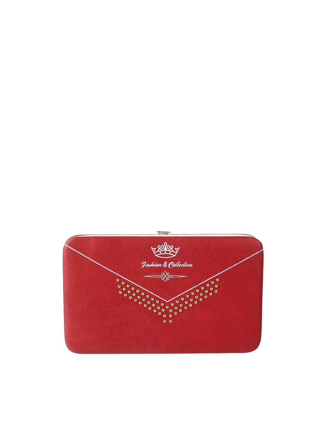 

WALKWAY by Metro Women Maroon & Gold-Toned Embellished Box Clutch