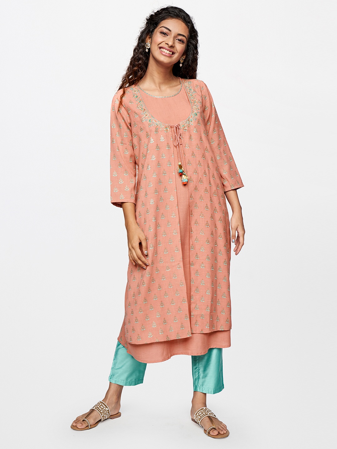

Global Desi Women Pink Ethnic Motifs Printed Kurta