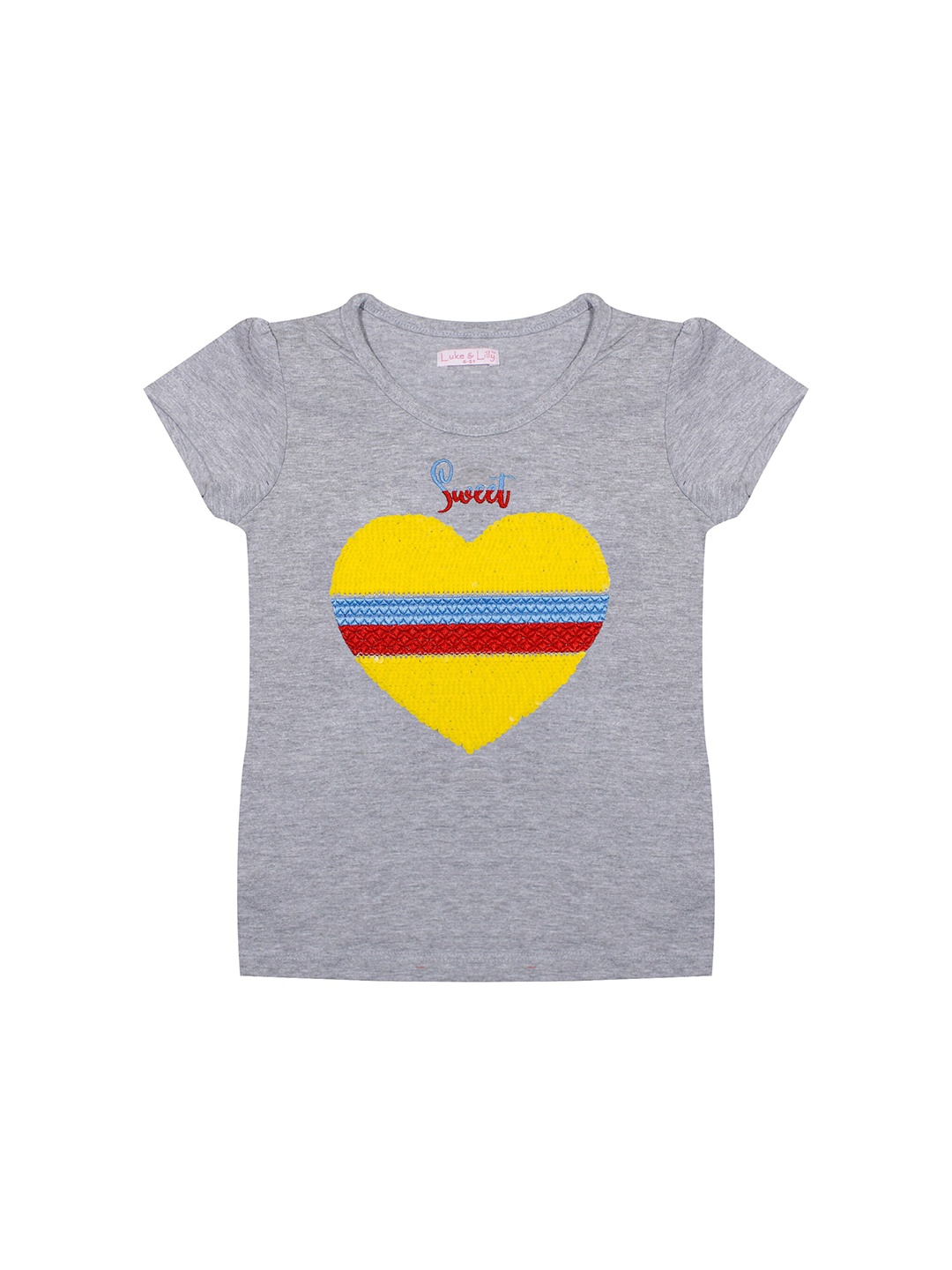

Luke Lilly Girls Grey Applique Pure Cotton T-shirt