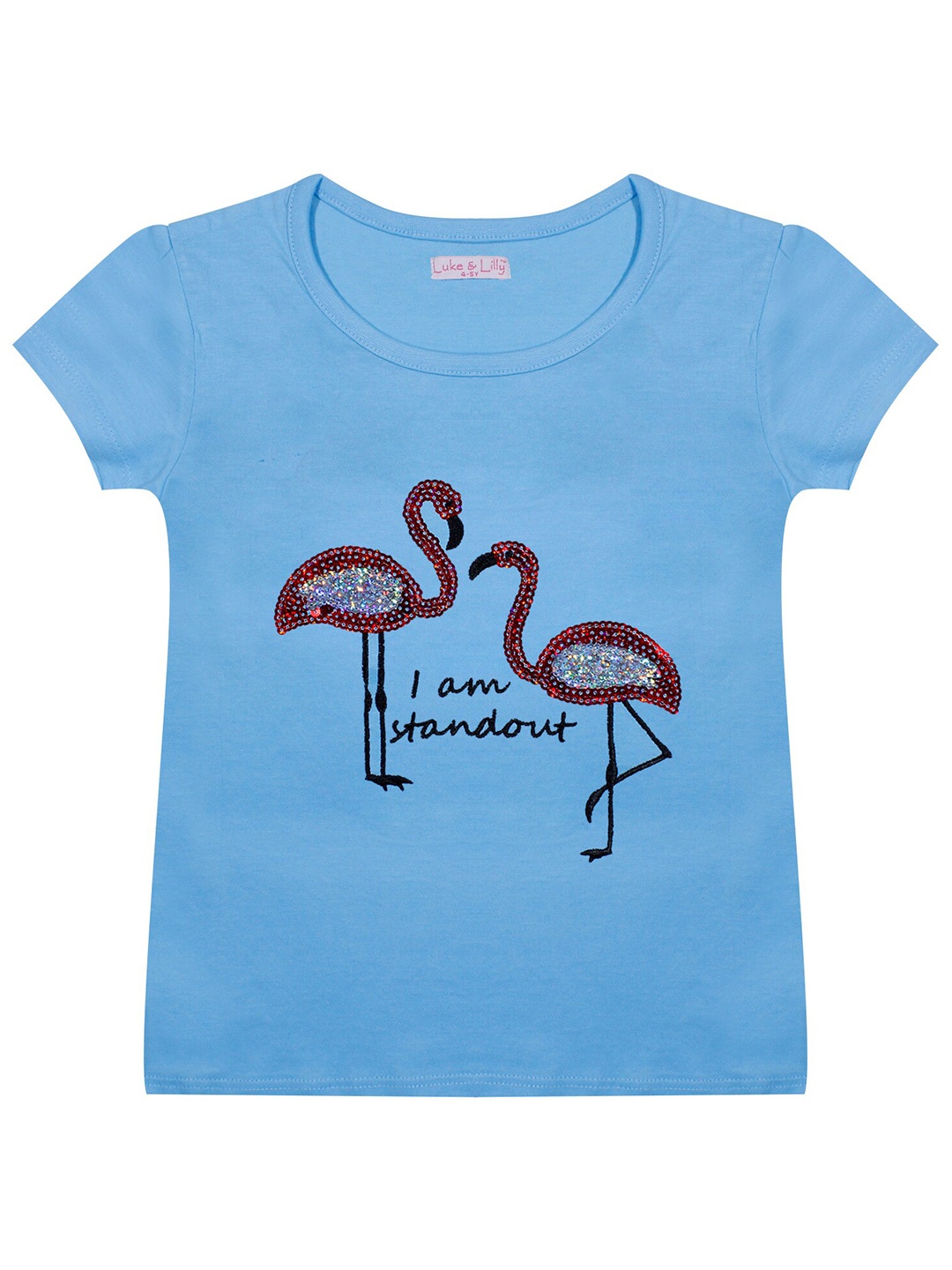 

Luke & Lilly Girls Blue & Black Typography Sequinned T-shirt