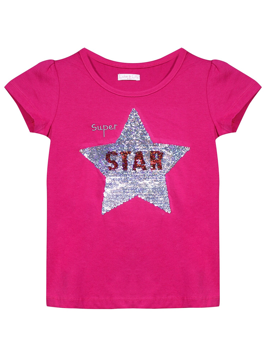 

Luke & Lilly Girls Pink Embellished Puff Sleeves T-shirt