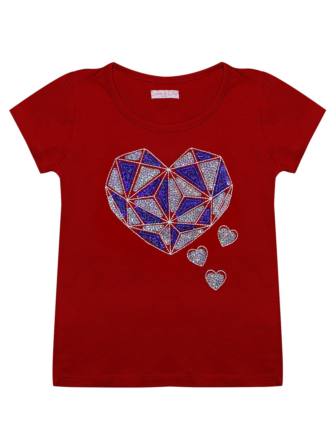 

Luke & Lilly Girls Maroon Sequins Embellished T-shirt