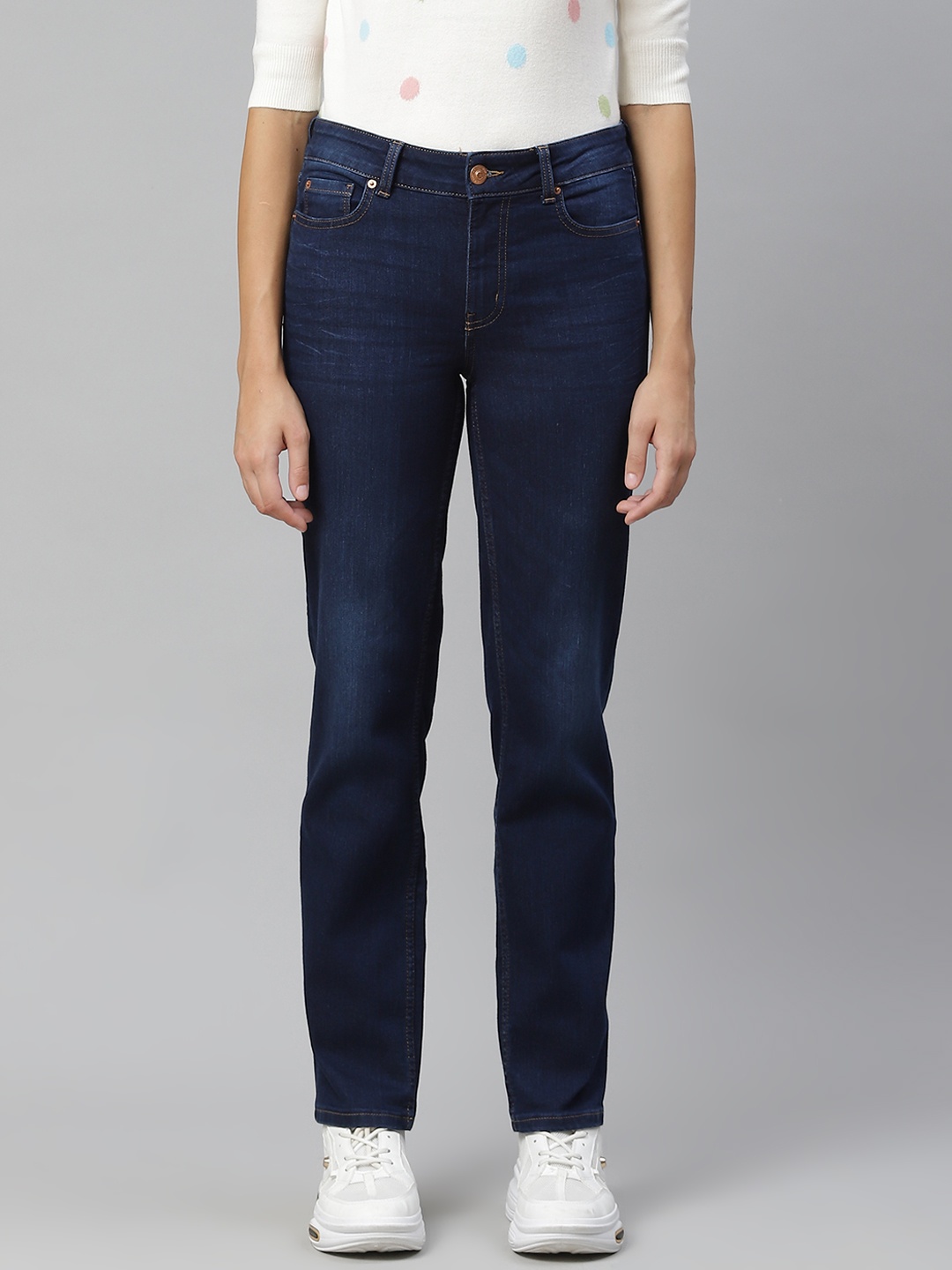 

Marks & Spencer Women Navy Blue Straight Fit Stretchable Jeans