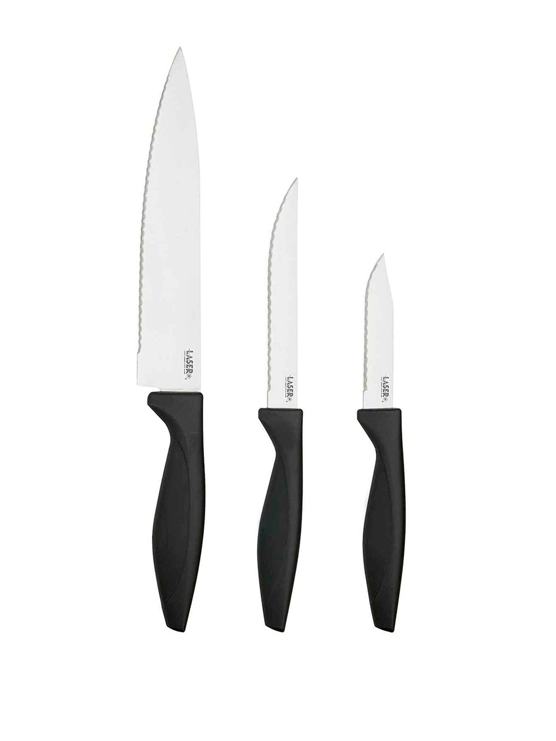 

Richardson Sheffield Set Of 3 Black & Steel-Toned Solid Laser Cuisine Stainless Steel Starter Set