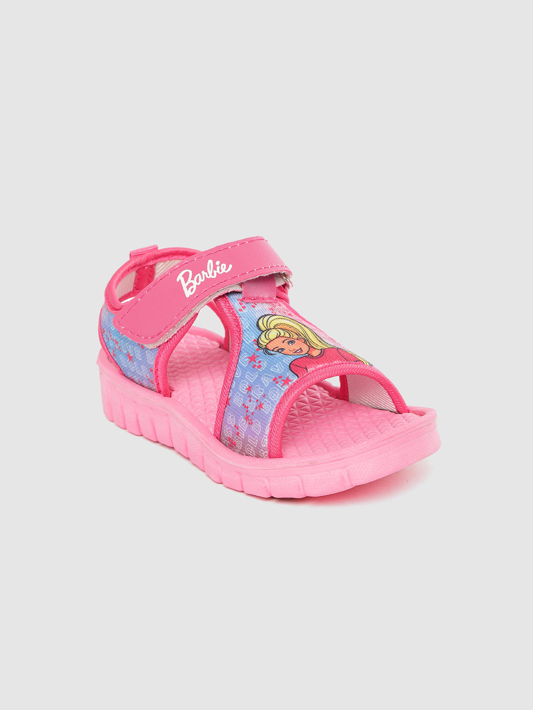 

toothless Girls Pink & Blue Barbie Print Open Toe Flats