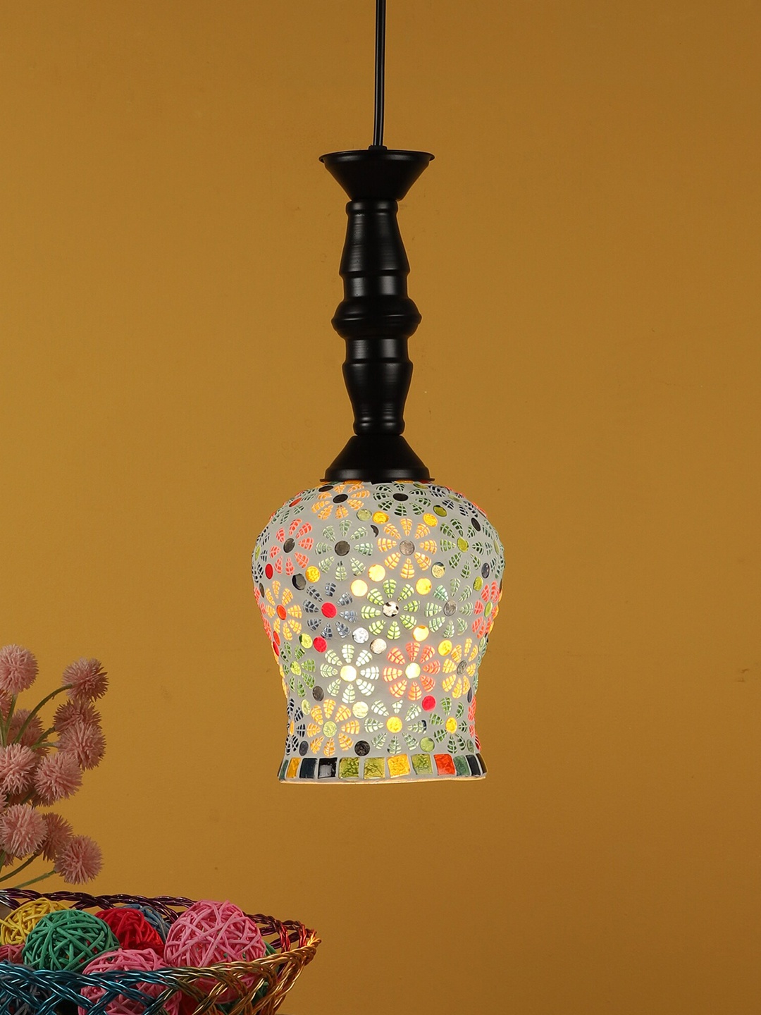 

MFD HOME FURNISHING Multicoloured Glass Quirky Hanging Light, Multi