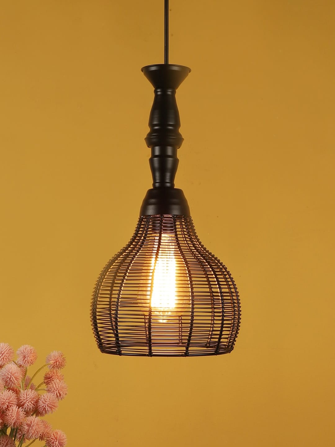 

MFD HOME FURNISHING Black Iron Quirky Hanging Light