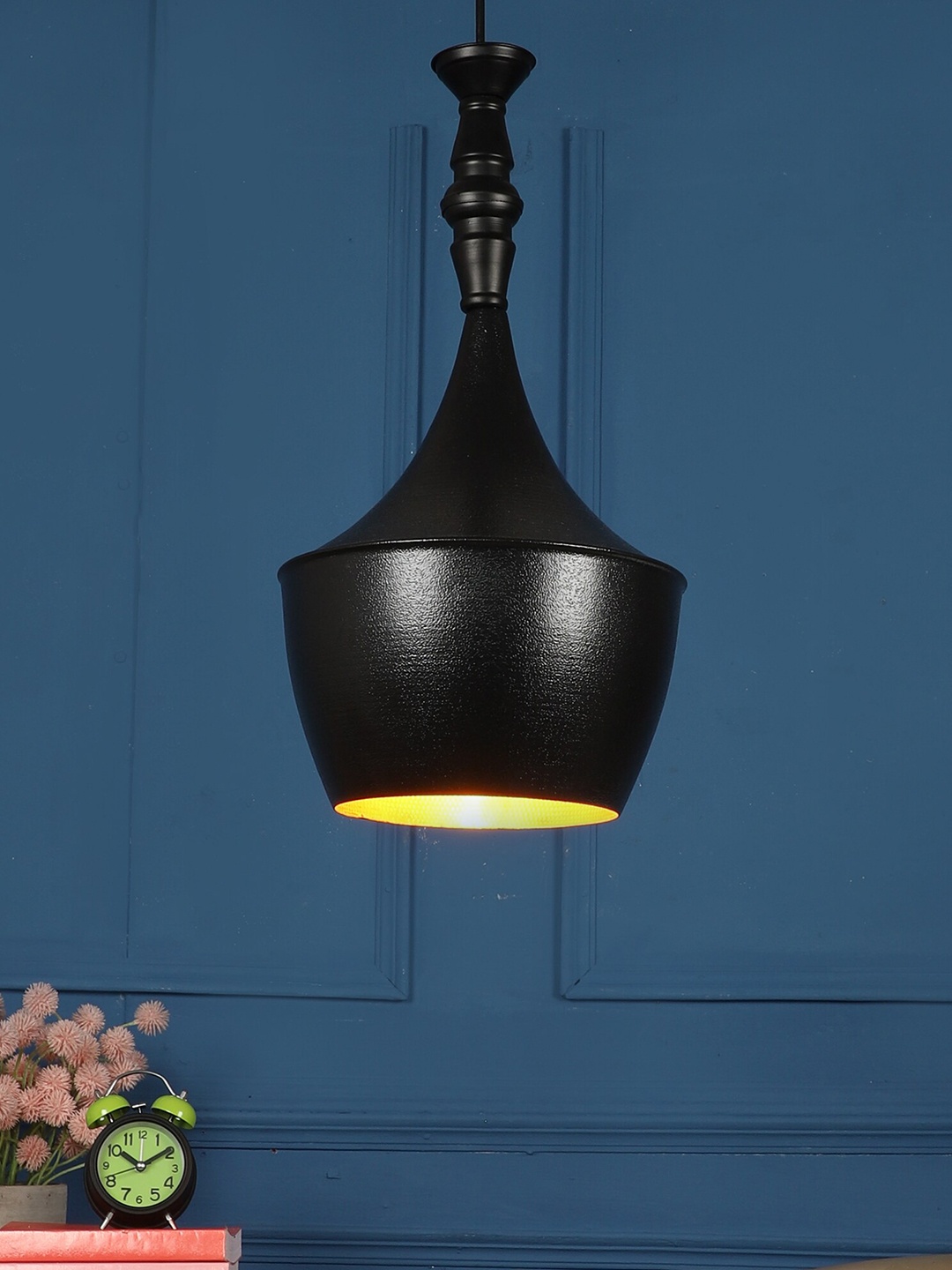 

MFD HOME FURNISHING Black Aluminium Quirky Hanging Lamp