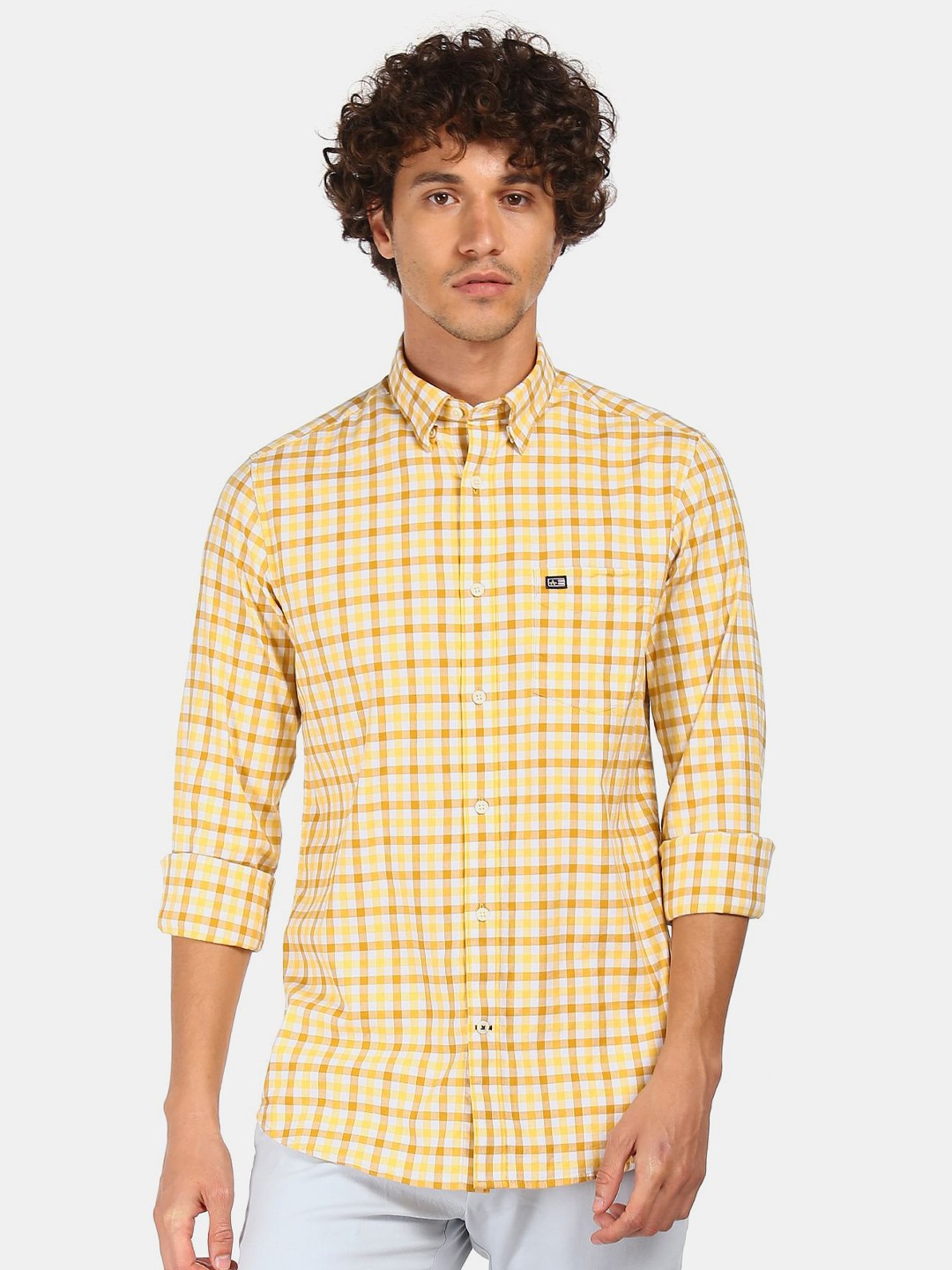 

Arrow Sport Men Yellow Opaque Checked Casual Shirt