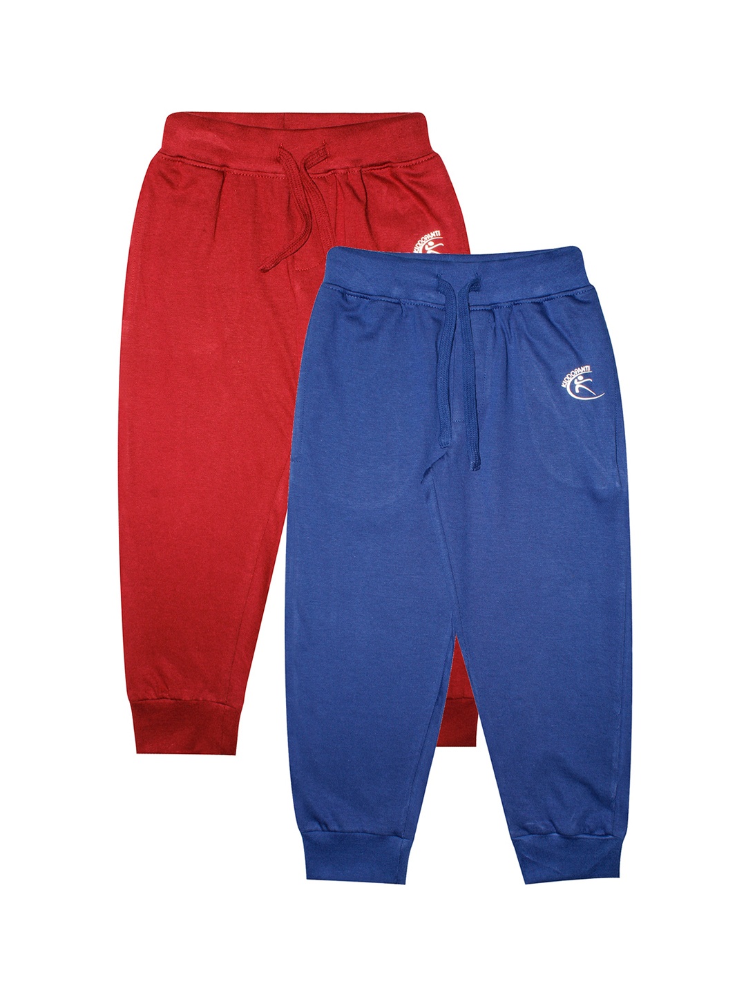 

KiddoPanti Kids Pack Of 2 Solid Pure Cotton Joggers, Blue