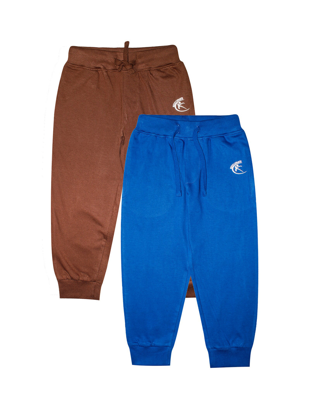 

KiddoPanti Kids Pack Of 2 Solid Pure Cotton Joggers, Coffee brown