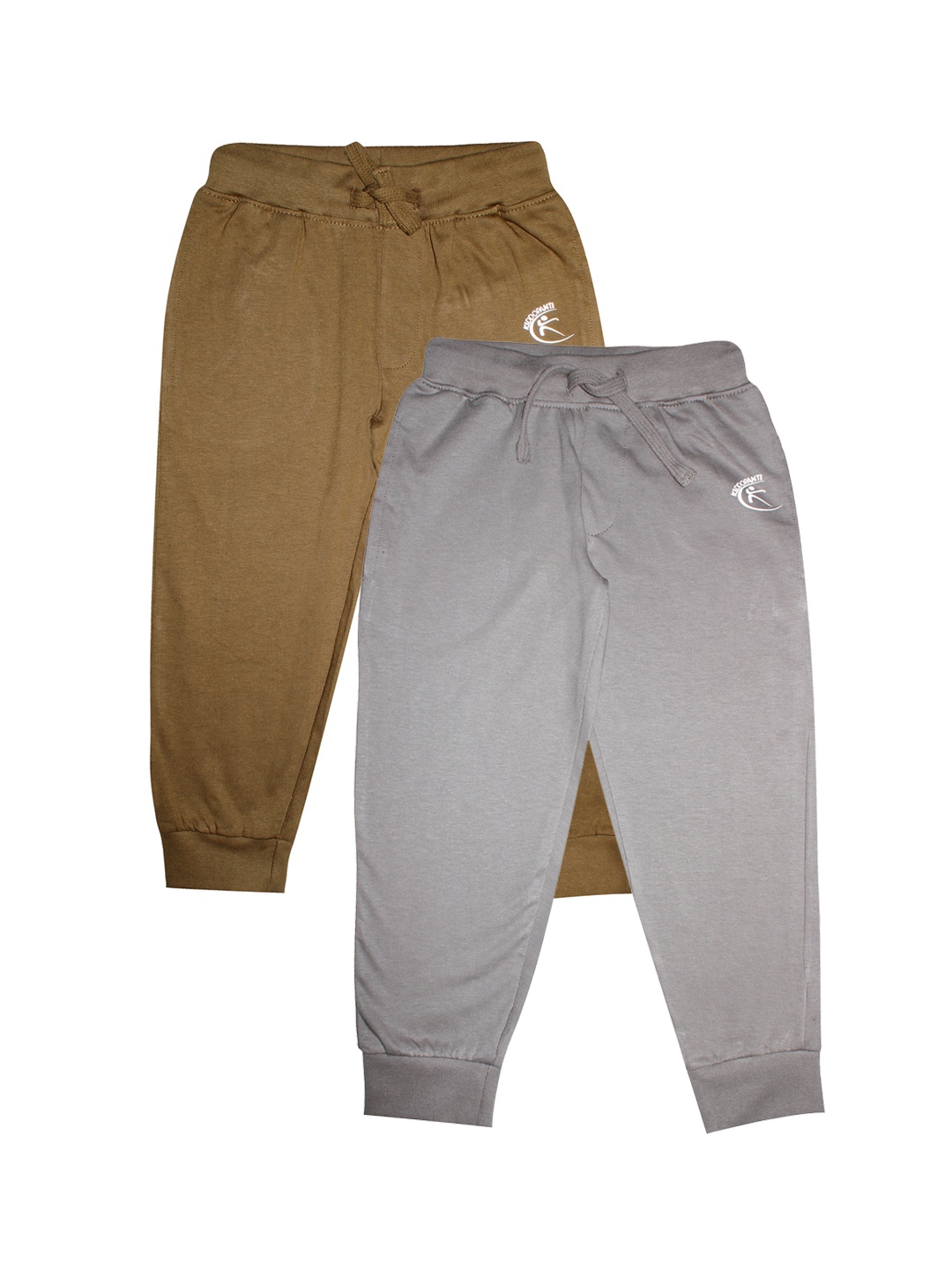 

KiddoPanti Kids Pack Of 2 Solid Pure Cotton Single Jersey Joggers, Olive