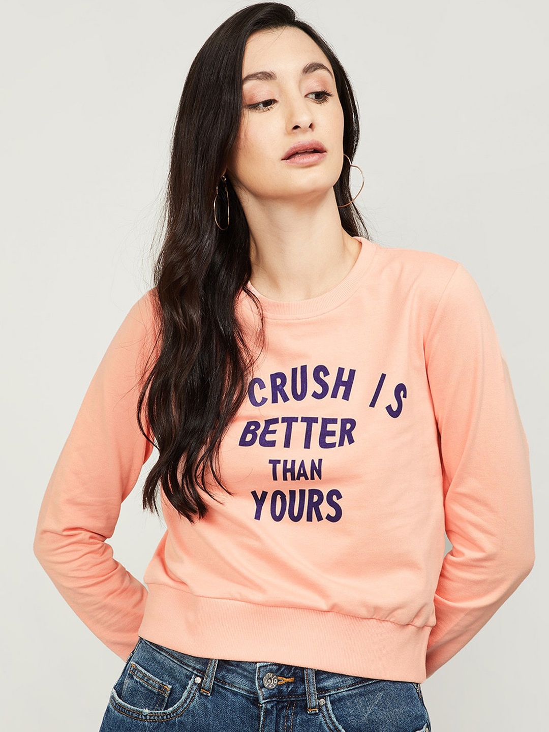 

Ginger by Lifestyle Women Coral Printed Sweatshirt