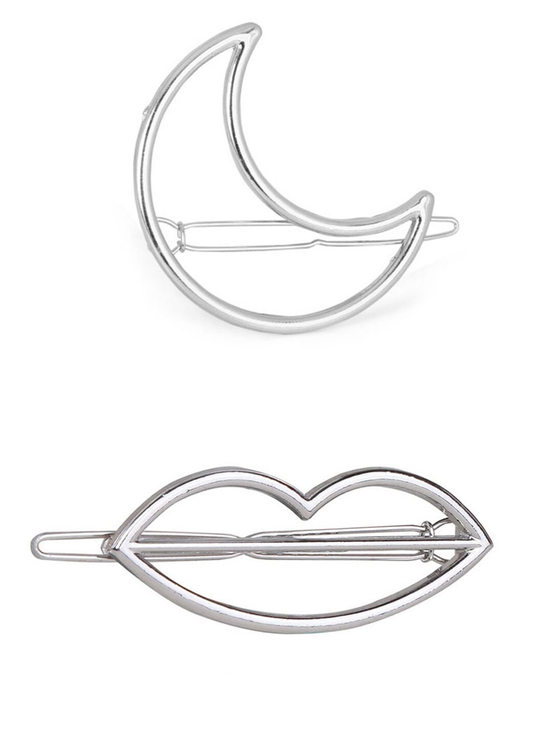 

OOMPH Women Silver-Toned Set of 2 Tic Tac Hair Clip