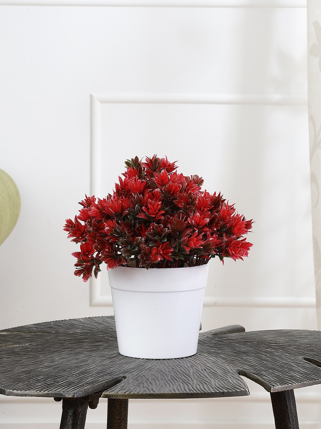 

FOLIYAJ Red Leaves Artificial Plant With White Pot