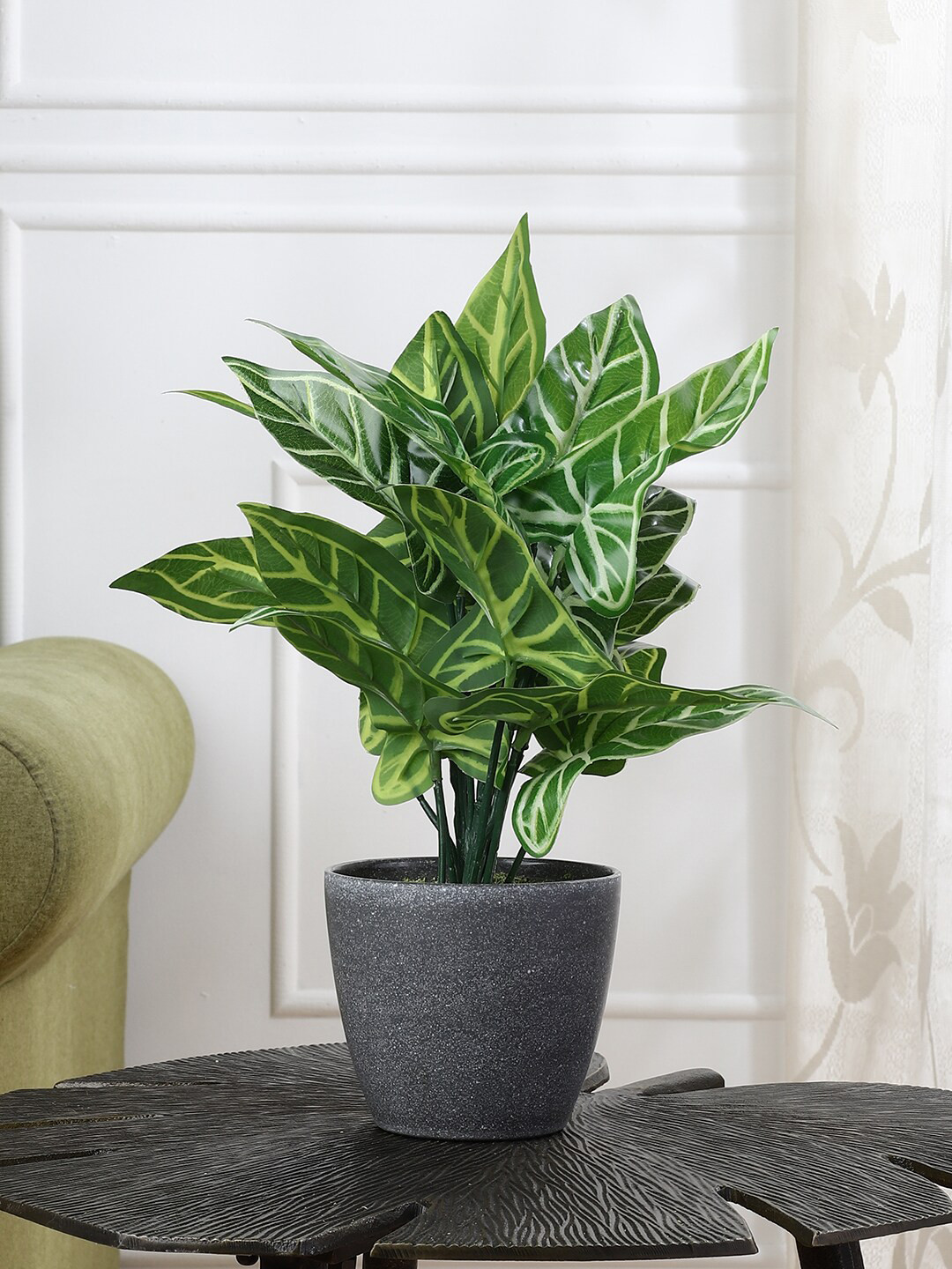 

FOLIYAJ Green Artificial Zebra Plant With Pot