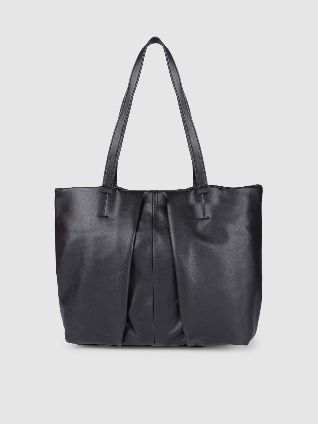 

Accessorize London Women Faux Leather Savannah Pleated Slouch Shopper, Black