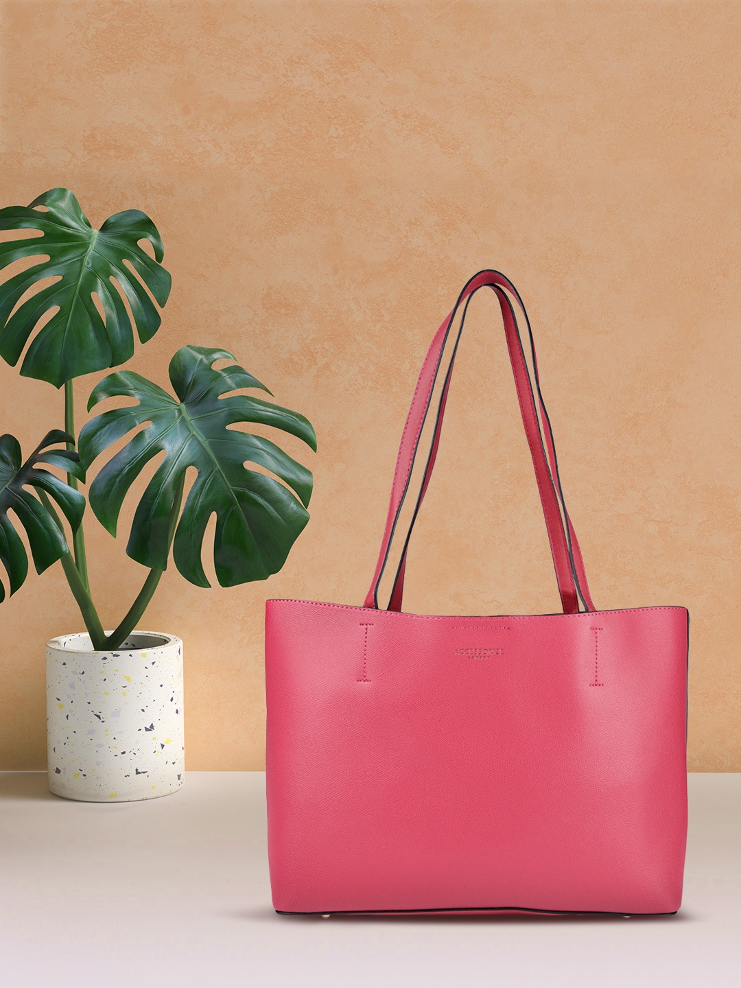 

Accessorize London Women Faux Leather Leo Tote Bag, Pink